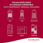 CARRARO 1927 Decerato - 100 Aluminum Coffee Pods Compatible with Nespresso Original line - Dewaxed, Wellness, Low Acidity, More Digestible, Intense Aroma, Medium Roast Coffee Capsules Made in Italy