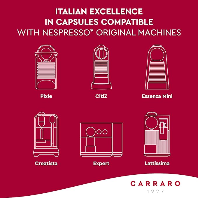 CARRARO 1927 Gran Crema - 100 Aluminum Coffee Pods Compatible with Nespresso Original line - Intensity 9/14, Medium Roast Coffee Capsules Made in Italy
