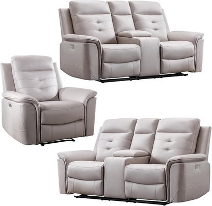 ANJ 3-Piece Faux Leather Power Recliner Sofa Set - Image 8