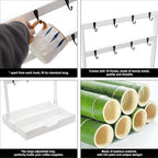 MinBoo Coffee Mug Cup Stand Bamboo Counter Top with 16 Hooks 2 Tier Coffee Mugs Tree with Coffee Pod Drawer Countertop Mug Rack Shelf Organizer Stand for Home Coffee Bar Kitchen Storage Display White