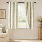 Blackout Vintage Floral Linen Curtains Green on Beige 50×63 2 Panels | Elisa by Lazzzy