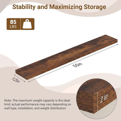 55 Inch Floating Shelves, 12 Inch Deep Floating Shelves - Image 3