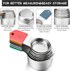 Magnetic Measuring Cups and Spoons Set of 16 Including 7 Stainless Steel Stackable Magnetic Measuring Cup 8 Magnetic Measuring Spoon with Leveler for Measuring Dry Liquid Ingredient
