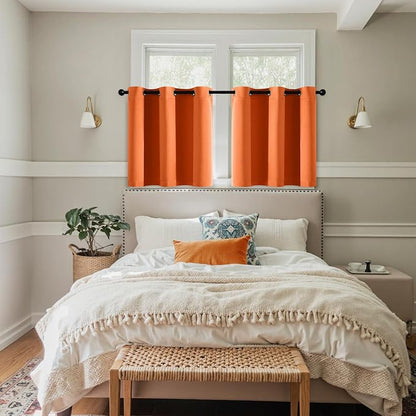 MIULEE Fall Blackout Curtains for Bedroom 2 Panels 40 x 36 Inch Long Orange | - Image 7