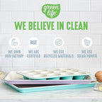 GreenLife 12-Cup Muffin Pan, Healthy Ceramic Nonstick Bakeware, PFOA & PFAS-Free Cupcake Tray, Durable Baking Pan, Versatile Kitchen Essential, Easy Clean Muffin Mold, Nonstick Baking Sheet, Blue Haze