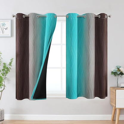 Brown and Teal Ombre Blackout Curtains by ESTELARTEXTILER