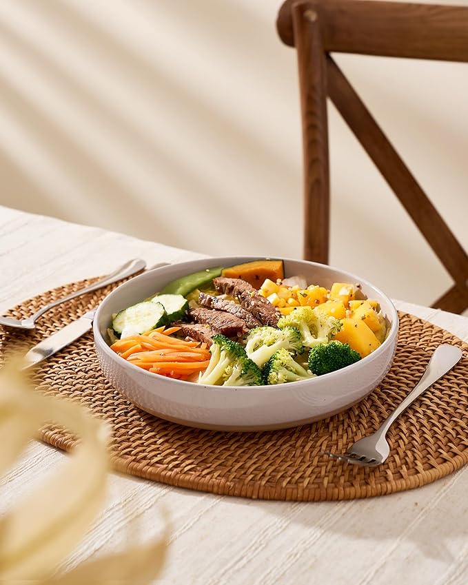 famiware Milkyway 33 oz Bowl Set, Pasta Bowls Set of 6, Salad Bowls Perfect for Your Friend for Housewarming, Thanksgiving, Christmas, Light Gray