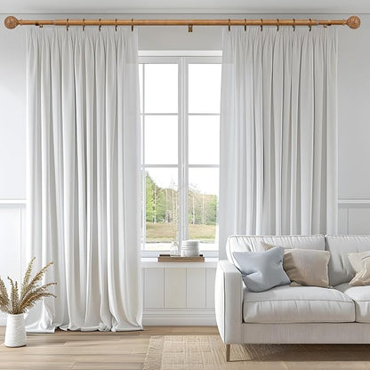 QDWIS Boho Wood Curtain Rods for Windows 72 to 144 inch, Rustic Decorative - Image 2