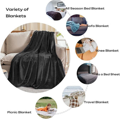 Dark Grey Fleece Plush Throw Blanket 50"x60"for Couch Fuzzy Cozy Flannel | - Image 4