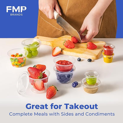 Fit Meal Prep 250 Pack 3.25 oz Jello Shot Cups with Lids, Disposable Souffle Portion Cups for Sauce