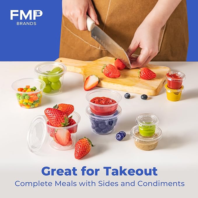 Fit Meal Prep 250 Pack 5.5 oz Jello Shot Cups with Lids, Disposable Souffle Portion Cups for Sauce