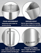 Milk Frothing Pitcher, 16oz Stainless Steel Milk Frother Cup Steaming Pitcher, Cappuccino Espresso Accessories Coffee Bar Barista Tools, Metal Steamer Cup Milk Jug with Latte Art Pen