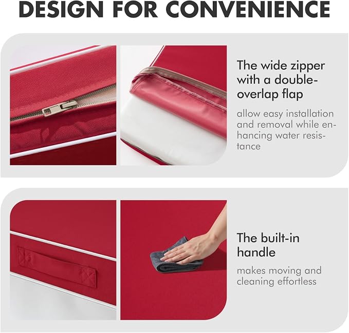 MIULEE Red Outdoor Seat Cushion 24x24 Inch Waterproof & 3 Year Fade Resistant - Image 7