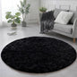 Amdrebio Black Plush Small Round Rug 3Ft by Amdrebio