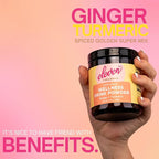 Eleven TLC, Organic Ginger Turmeric Spiced Golden Superfood Instant Latte & Drink Mix, Herbal Ginger Tea, Golden Milk Powder, Moon Cycle Non-Reactive Glass Jar, MD Formulated, 21 Servings