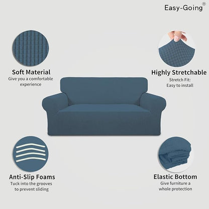 Easy-Going Stretch Oversized Loveseat Couch Covers Washable Bluestone | 1-Piece - Image 3