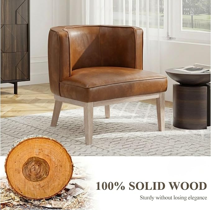 Brown Leather Barrel Chair - Image 4