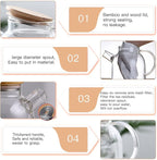 Glass Teapot 34oz/1000ml, Stovetop & Microwave Safe Borosilicate Tea Pot,Clear Teapot with Strainer, Glass Tea Kettle with Wooden Lid for Loose Leaf、Fruit Tea and Fragrant Tea