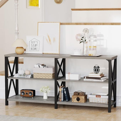 LVB Industrial Entryway Table, Farmhouse Rustic Console Table Behind Couch - Image 5