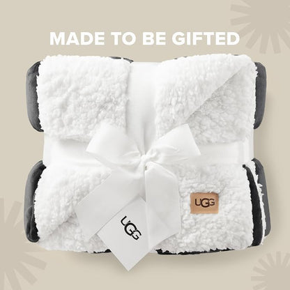 UGG Nita Throw Blanket, Reversible Fleece Blanket, Charcoal Grey | Plush UGG - Image 4