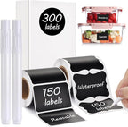 Chalkboard Labels - 300pcs Waterproof Reusable Blackboard Stickers with 2 Free Erasable White Chalk Marker, Mini Decorative Chalk Labels for Jars Containers Kitchen Home Pantry Office