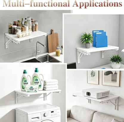 Folding Shelf Wall Mounted for Small Space, Home Office Floating Fold Down Desk - Image 5