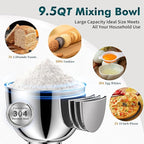 COOKLEE Stand Mixer, 9.5 Qt. 660W Electric Kitchen Mixer with Dishwasher-Safe Dough Hooks, Flat Beaters, Wire Whip & Pouring Shield Attachments for Most Home Cooks, Lavender
