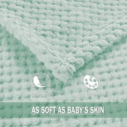 Exclusivo Mezcla Soft Waffle Fleece Bed Blanket Twin Size, Mint Green | - Image 6