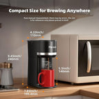 Mini Single Serve Coffee Maker for K Cup and Ground Coffee, Fast Brew One Cup Coffee Machine with Descaling Reminder and Water Window, 6 to 12 oz. Brew Sizes, Black