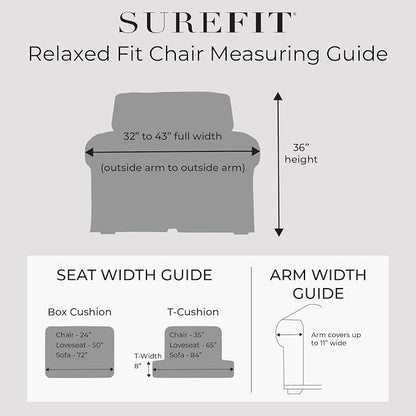 SureFit Cotton Duck Armchair Box Cushion One Piece Slipcover, Chair Cover - Image 3