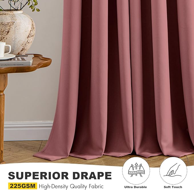 MIULEE Blackout Curtains for Bedroom 2 Panels 40 x 63 Inch Long Dusty Rose | - Image 5