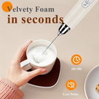 Milk Frother Handheld Rechargeable, Frother Wand Drink Mixer Electric Whisk for Coffee, Detachable With 3 Stainless Whisks, Hand Mixer for Lattes, Cappuccino, Matcha, Egg, No Stand, Beige