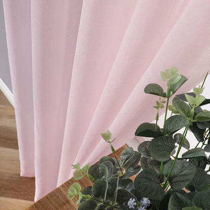 Tollpiz Sheer Curtains Linen Textured Living Room Curtain Sheers Light - Image 3