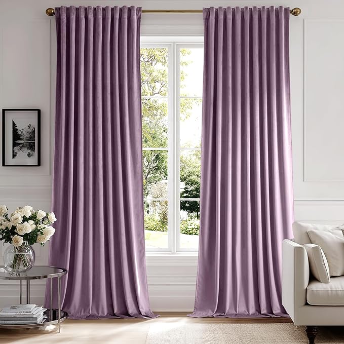 MIULEE Lavender Velvet Curtains 52x108 inches Luxury Blackout Curtains | by MIULEE
