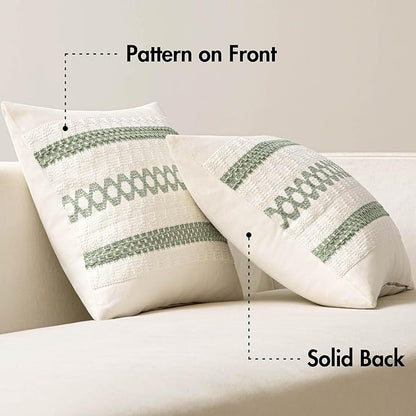 MIULEE Set of 2 Sage Green Boho Decorative Pillow Covers 20x20 Inch | Farmhouse - Image 6
