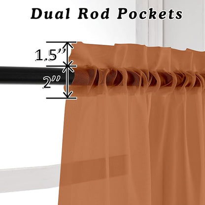 Orange Sheer Curtains 72 Inches Long 2 Panels - Image 3
