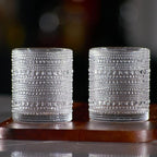 LEMONSODA Hobnail Drinking Glasses Set of 2 – Vintage Clear Lowball Glass Cups 10oz – Textured Barware Aesthetic Retro Glassware Tumblers for Water, Cocktails, Whiskey, Juice (Lowball 10oz, Set of 2)