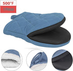 Short Oven Mitts, Heat Resistant Silicone Kitchen Mini Oven Mitts for 500 Degrees, Non-Slip Grip Surfaces and Hanging Loop Gloves, Baking Grilling Barbecue Microwave Machine Washable, 1 Piece