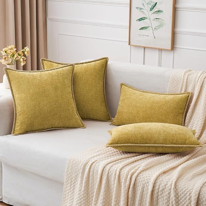 MIULEE Decorative Couch Throw Pillow Covers 18x18 Inch Mustard Yellow | - Image 5