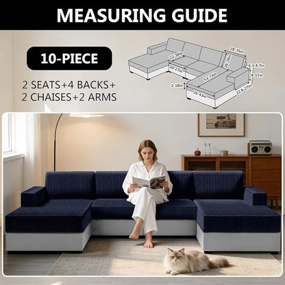 UNBBRRL 10 Pieces Stretch Sofa Cushion Covers - Image 2