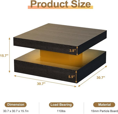 HedoAjim Black Led Coffee Table - Image 2