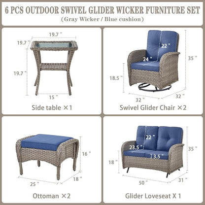 Belord 6 Pieces Wicker Patio Conversation Sets - Image 2