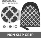 Qulable 1 Pair Short Oven Mitts - Silicone Kitchen Oven Gloves High Heat Resistant 500℉, Mini Oven Mits with Non-Slip Grip Surfaces and Hanging Loop for BBQ, Baking, Cooking and Grilling (Dark Gray)