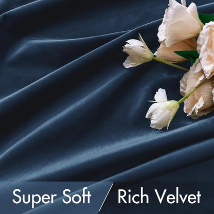 MIULEE Navy Blue Velvet Curtains 52x90 inches Luxury Blackout Curtains | - Image 4