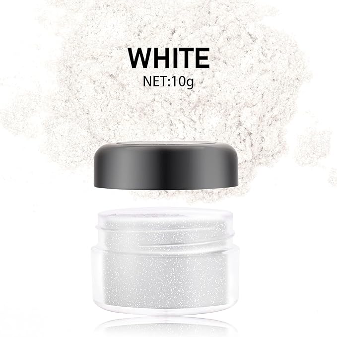 Edible Glitter - 10g Luster Dust Edible Food Grade Coloring Glitter for Cake Decorating, Baking, Drinks - Shimmer Dust Powder, Metallic Color Dusting Powder for Icing, Fondant, Candy, Cookie (White)