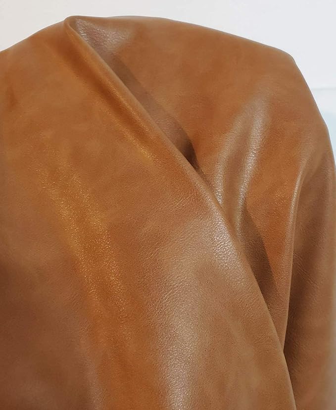 Cognac Tan Soft Faux Vegan PU {Peta Approved Vegan} Leather by The Yard by NATLeathers