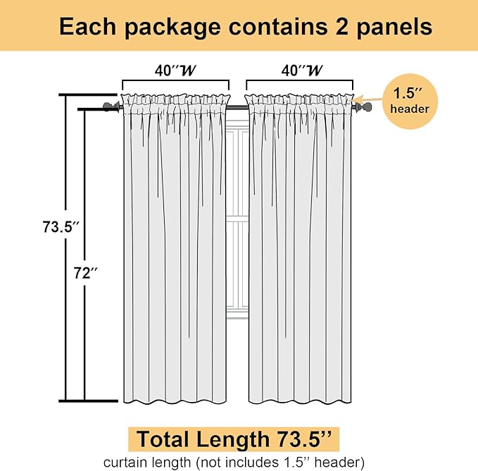 Taupe Sheer Curtains 72 Inch Length 2 Panels, Light Filtering Soft Solid Voile - Image 3