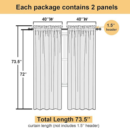 Yellow Sheer Curtains 72 Inches Long 2 Panels, Light Filtering Voile Window - Image 4