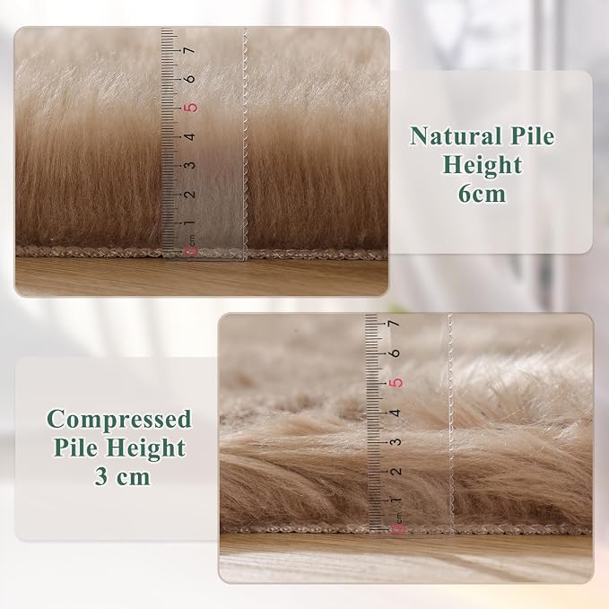 ORINOVA Beige Faux Sheepskin Fluffy Fur Rugs - Image 5