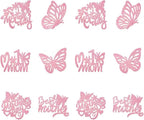 12Pcs Birthday Cupcake Toppers,Pink Glitter Cake Toppers Butterfly Cupcake Picks for Coquette Theme Party Decoration Engagement Wedding Baby Shower Party Cupcake Decor